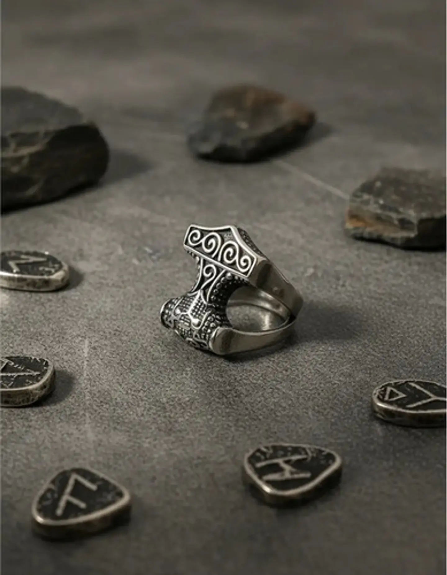 Anillo Hombre Martillo Thor Mjolnir Vikingo Nórdico De Acero 3