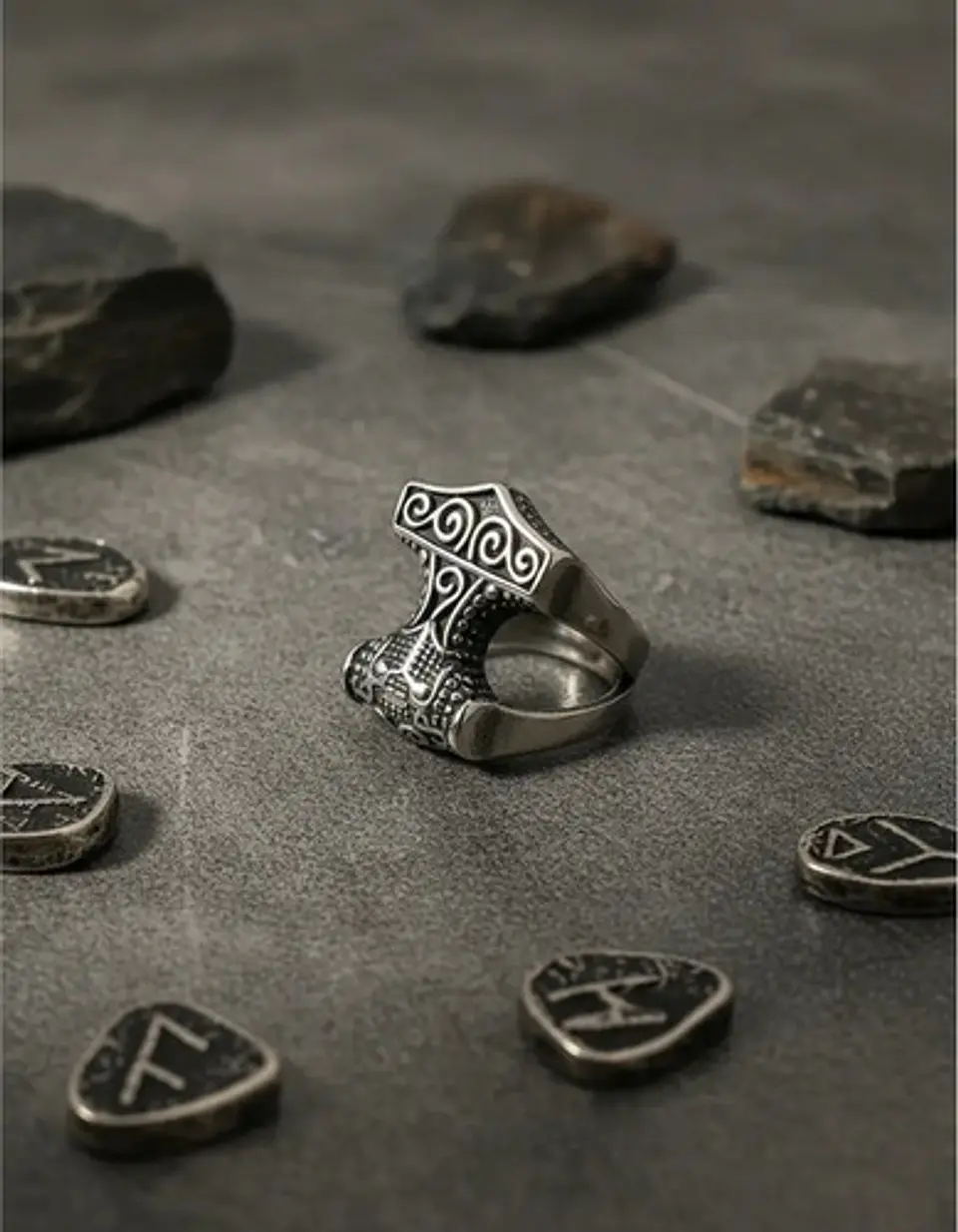 Anillo Hombre Martillo Thor Mjolnir Vikingo Nórdico De Acero 3