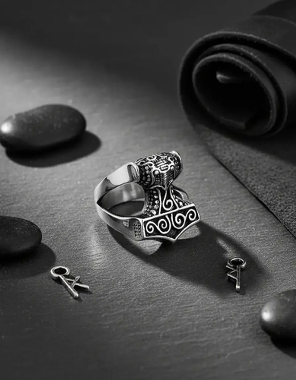 Anillo Hombre Martillo Thor Mjolnir Vikingo Nórdico De Acero 4