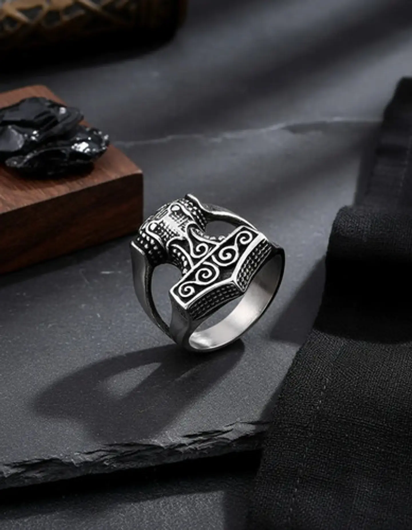 Anillo Hombre Martillo Thor Mjolnir Vikingo Nórdico De Acero 5