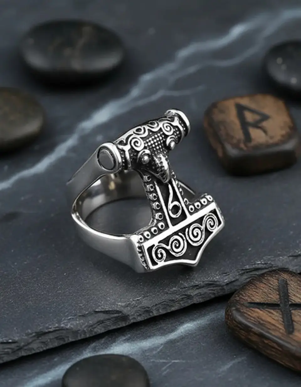 Anillo Hombre Martillo Thor Mjolnir Vikingo Nórdico De Acero 6