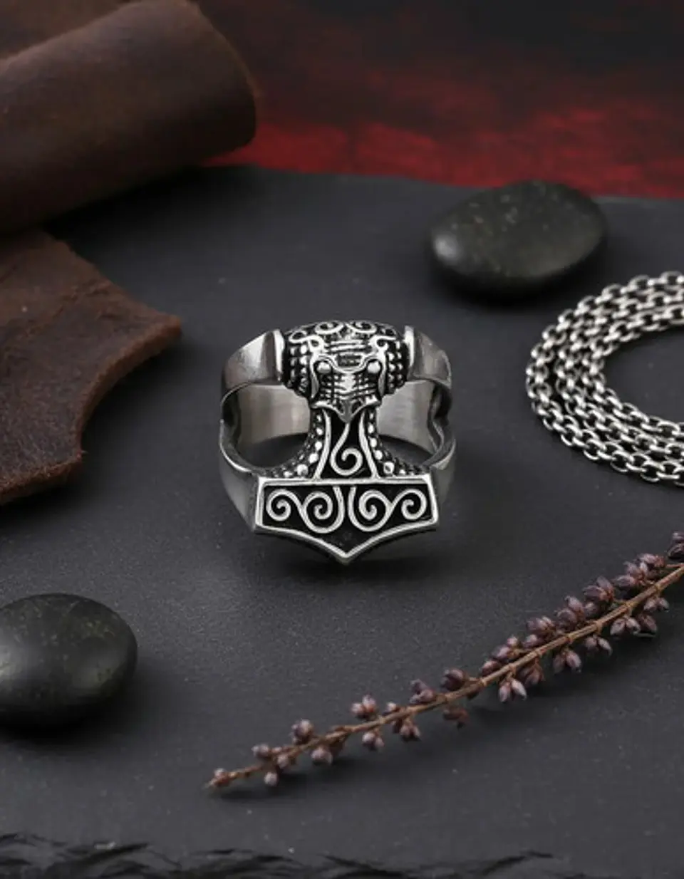 Anillo Hombre Martillo Thor Mjolnir Vikingo Nórdico De Acero 7