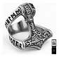 Anillo Hombre Martillo Thor Mjolnir Vikingo Nórdico De Acero - Miniatura 8