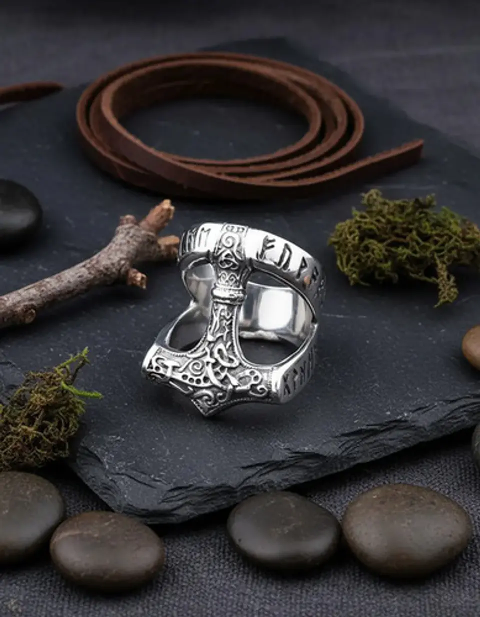 Anillo Hombre Martillo Thor Mjolnir Vikingo Nórdico De Acero 13