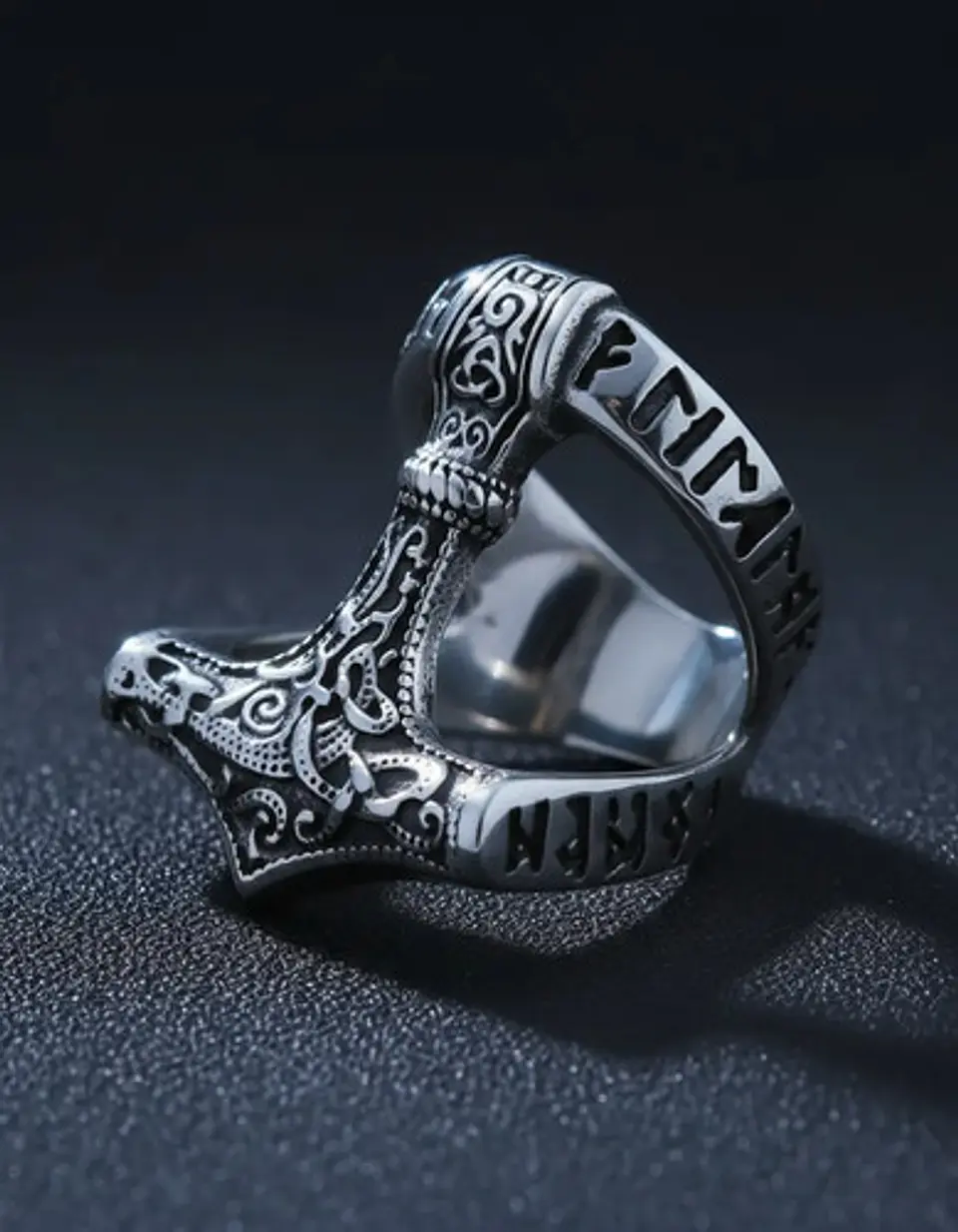 Anillo Hombre Martillo Thor Mjolnir Vikingo Nórdico De Acero 15