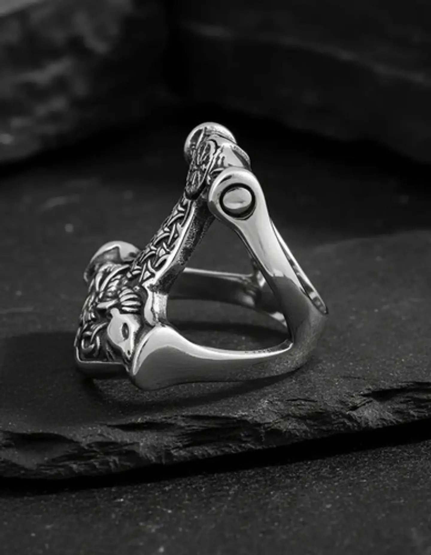 Anillo Hombre Martillo Thor Mjolnir Vikingo Nórdico De Acero 20