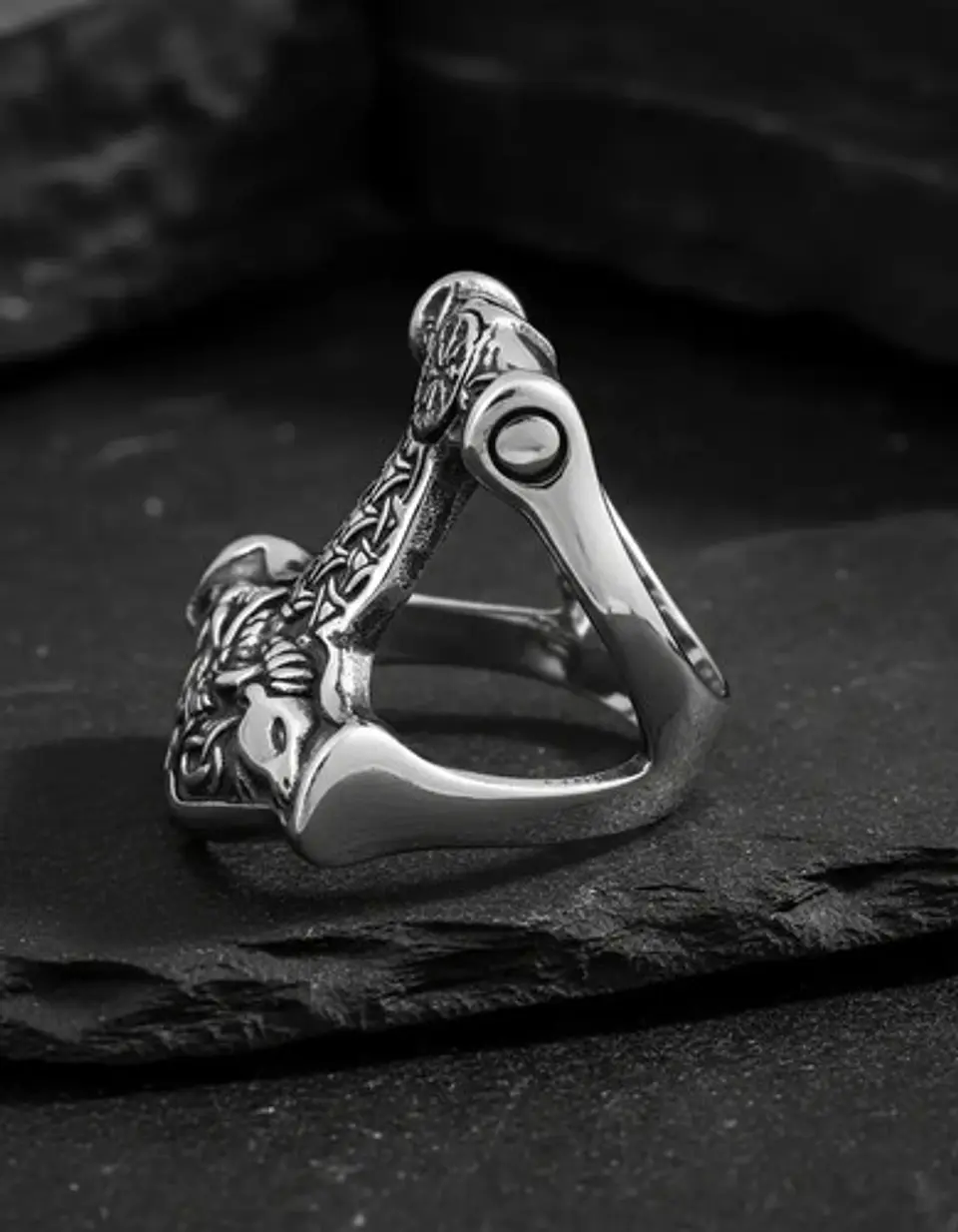 Anillo Hombre Martillo Thor Mjolnir Vikingo Nórdico De Acero 20