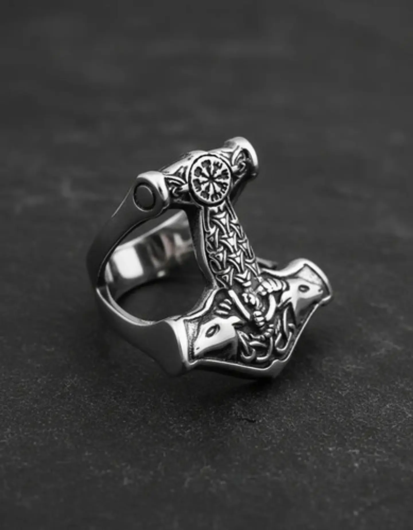 Anillo Hombre Martillo Thor Mjolnir Vikingo Nórdico De Acero 21