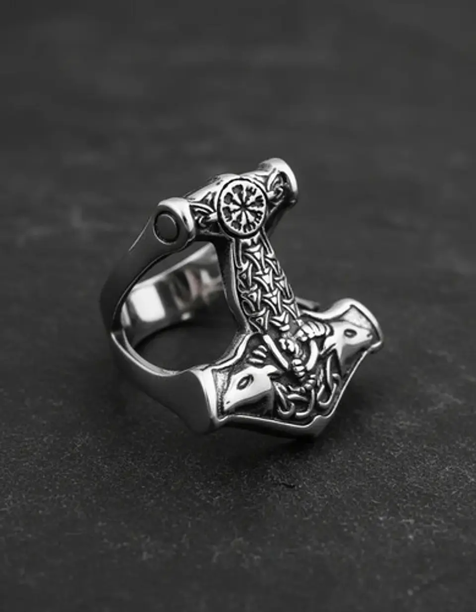 Anillo Hombre Martillo Thor Mjolnir Vikingo Nórdico De Acero 21