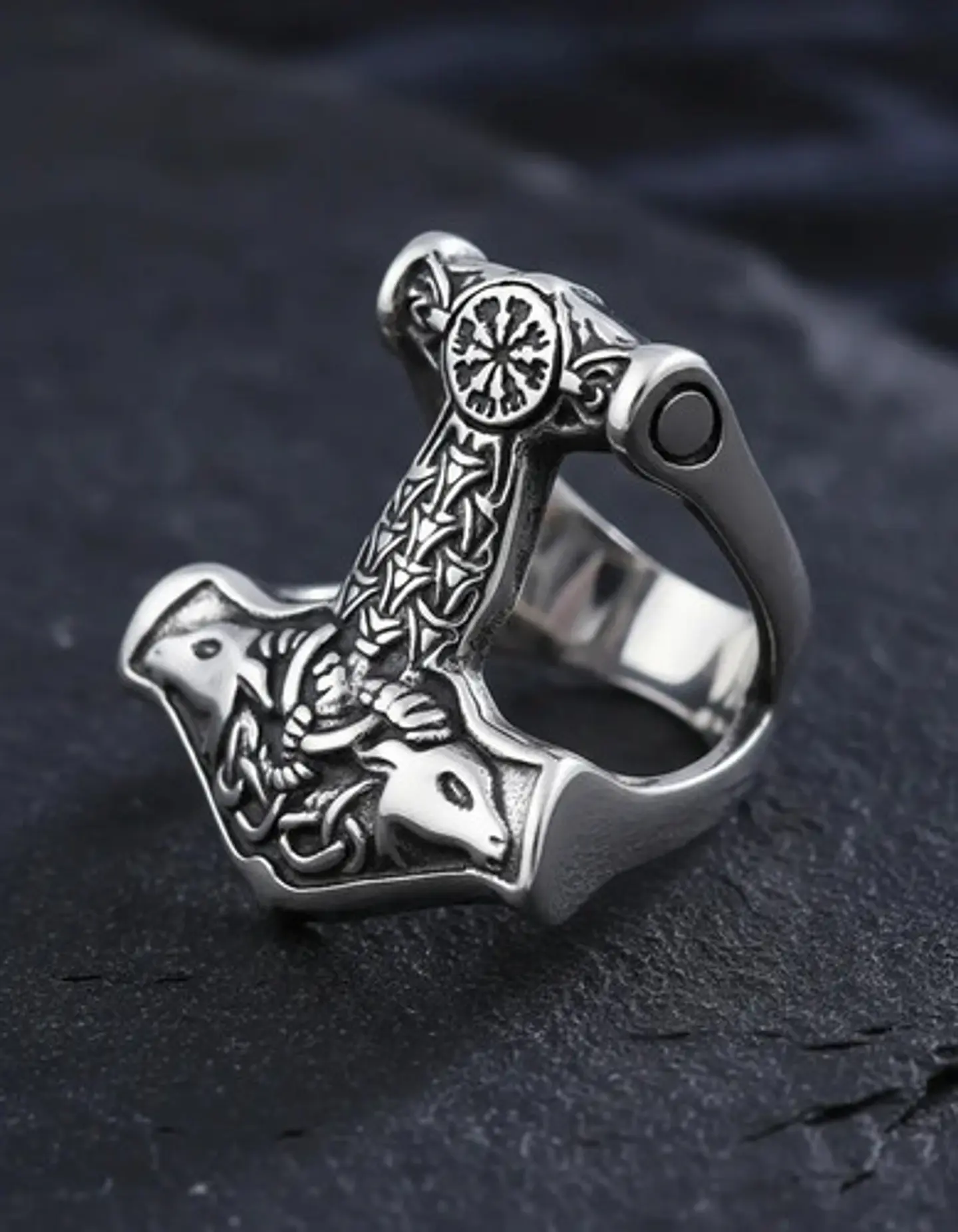 Anillo Hombre Martillo Thor Mjolnir Vikingo Nórdico De Acero 23