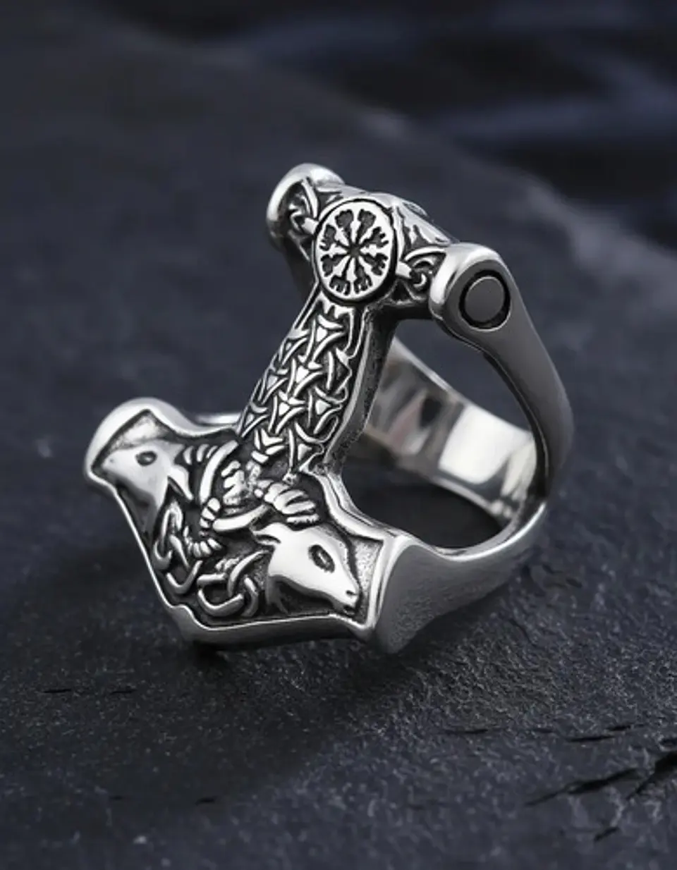 Anillo Hombre Martillo Thor Mjolnir Vikingo Nórdico De Acero 23