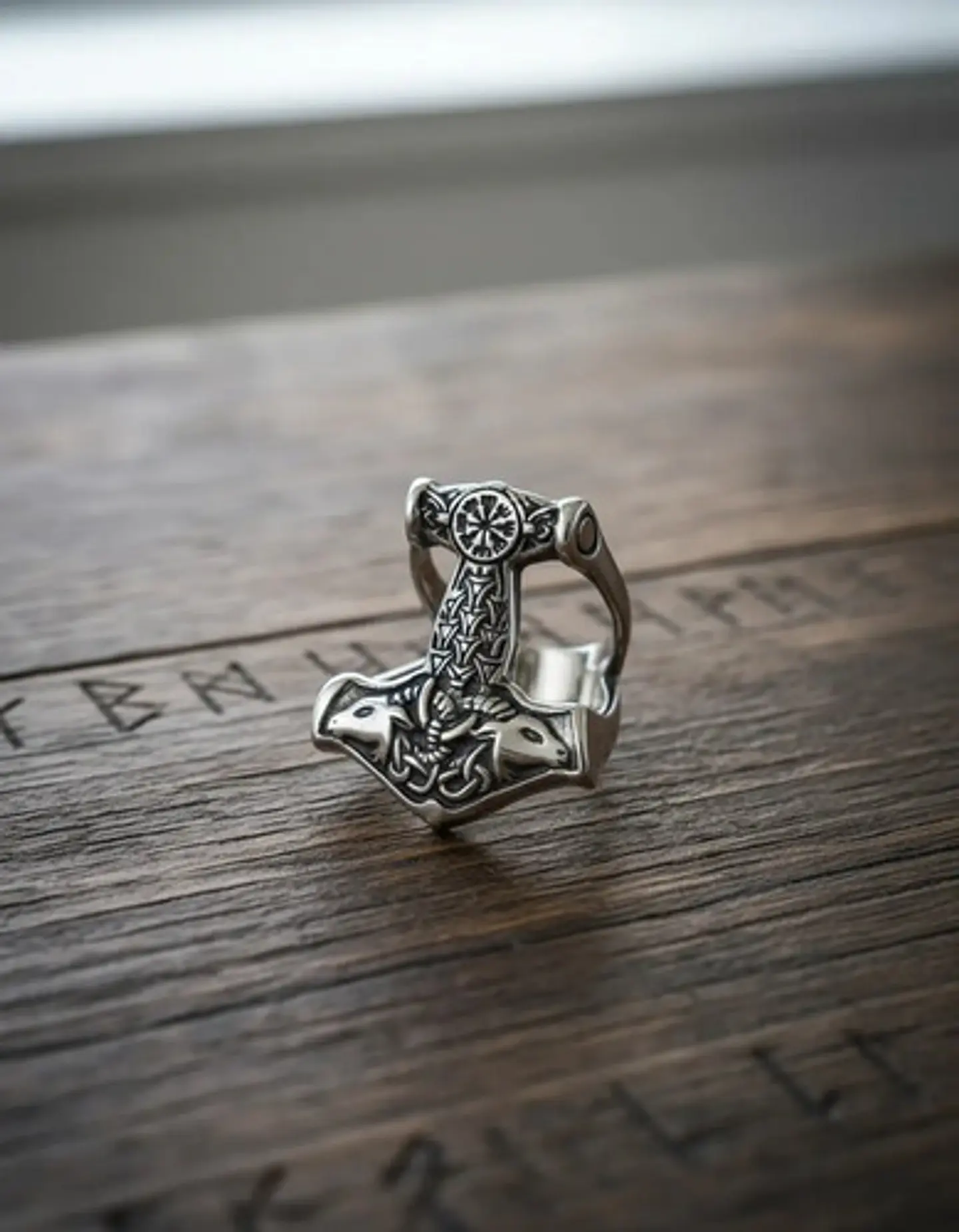 Anillo Hombre Martillo Thor Mjolnir Vikingo Nórdico De Acero 24
