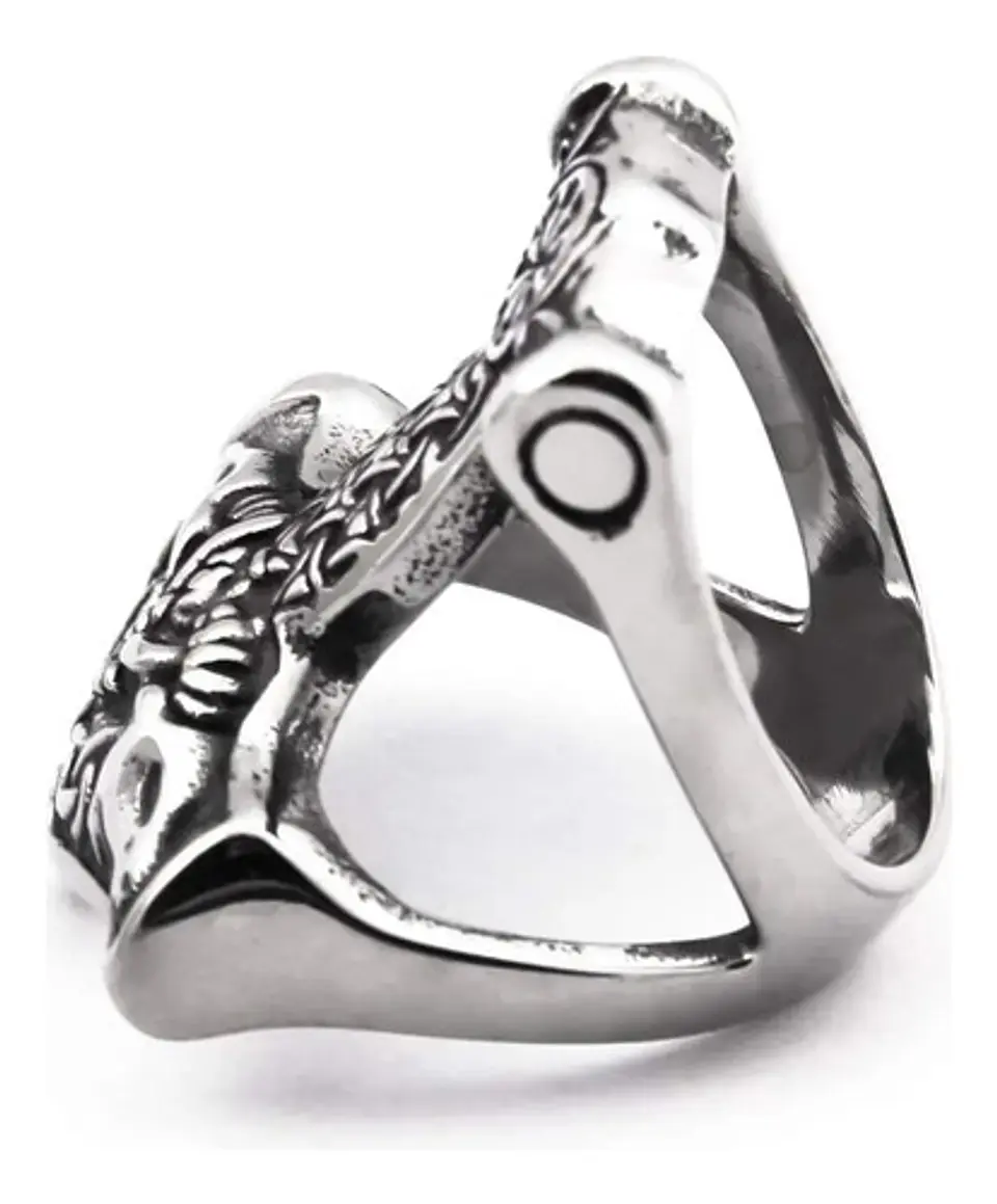 Anillo Hombre Martillo Thor Mjolnir Vikingo Nórdico De Acero 26