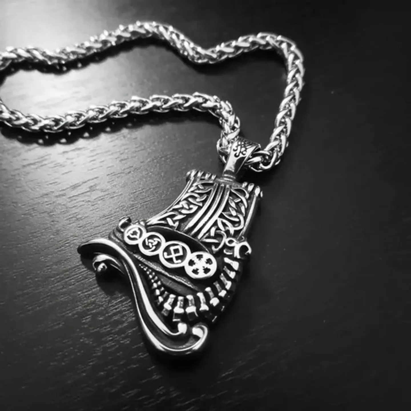 Collar Vikingo De Acero Para Hombre Mujer Dije Barco Drakkar 9
