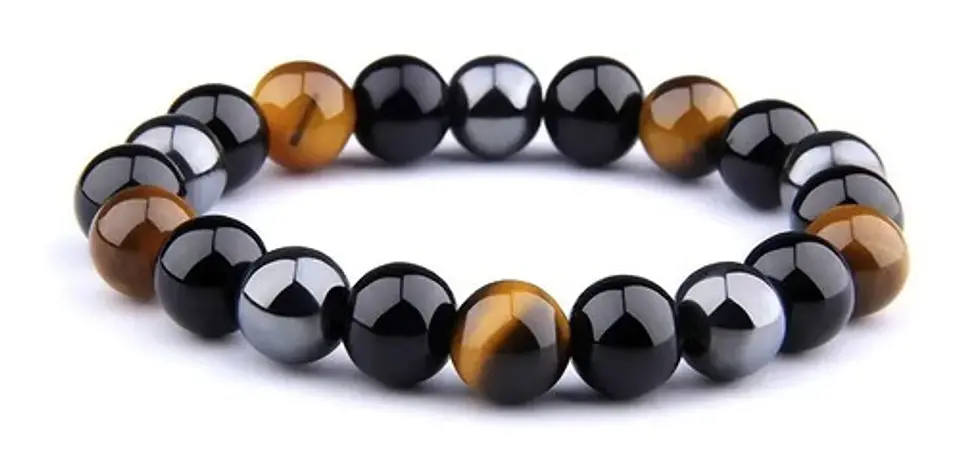 Pulsera Piedras Naturales Hematita Ojo De Tigre Mujer Hombre 1