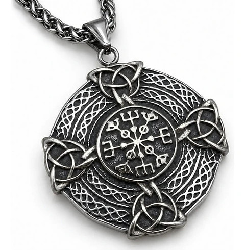 Collar Vikingo En Acero Para Hombres Dije Nórdico Amuleto