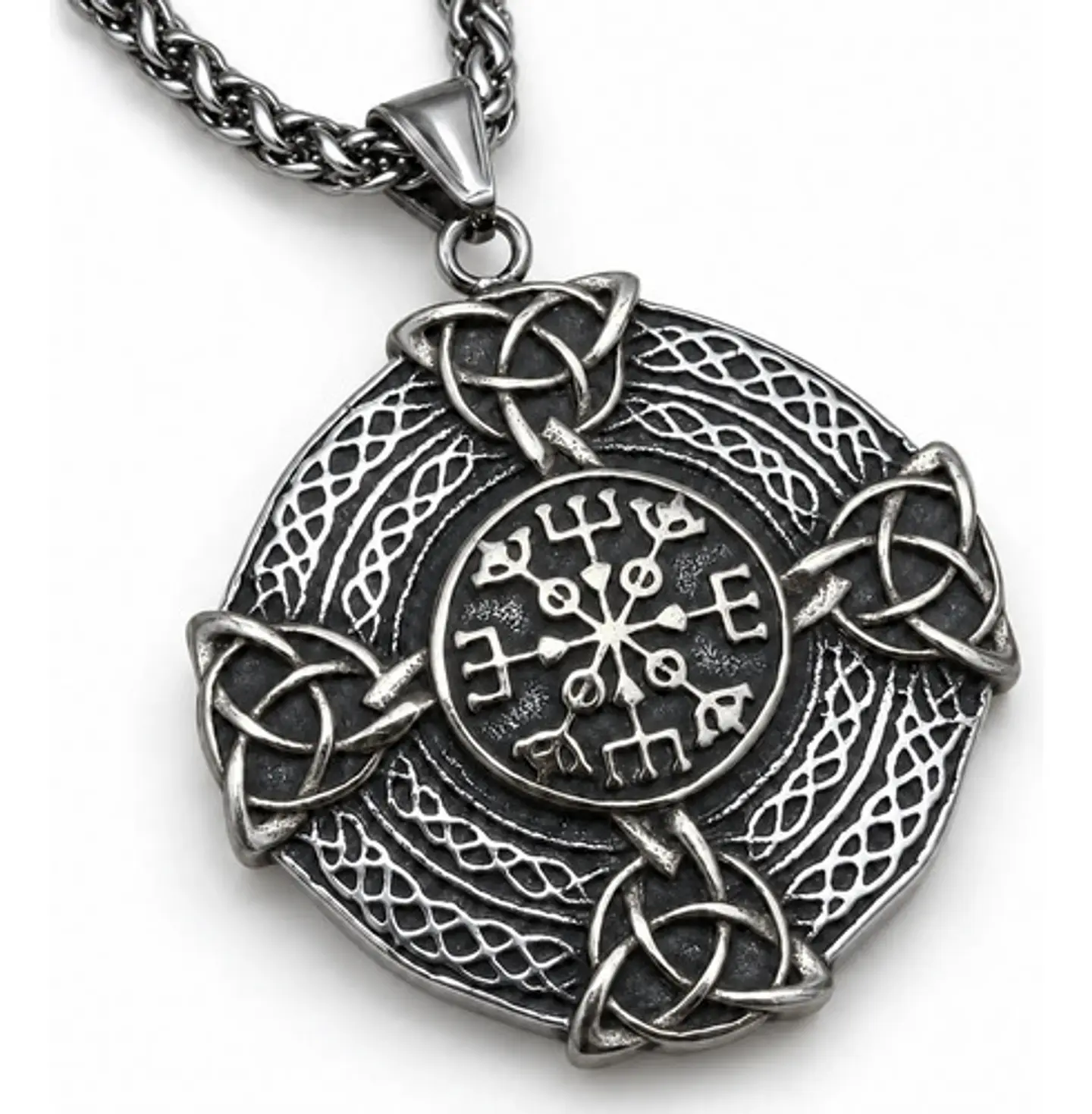 Collar Vikingo En Acero Para Hombres Dije Nórdico Amuleto 1