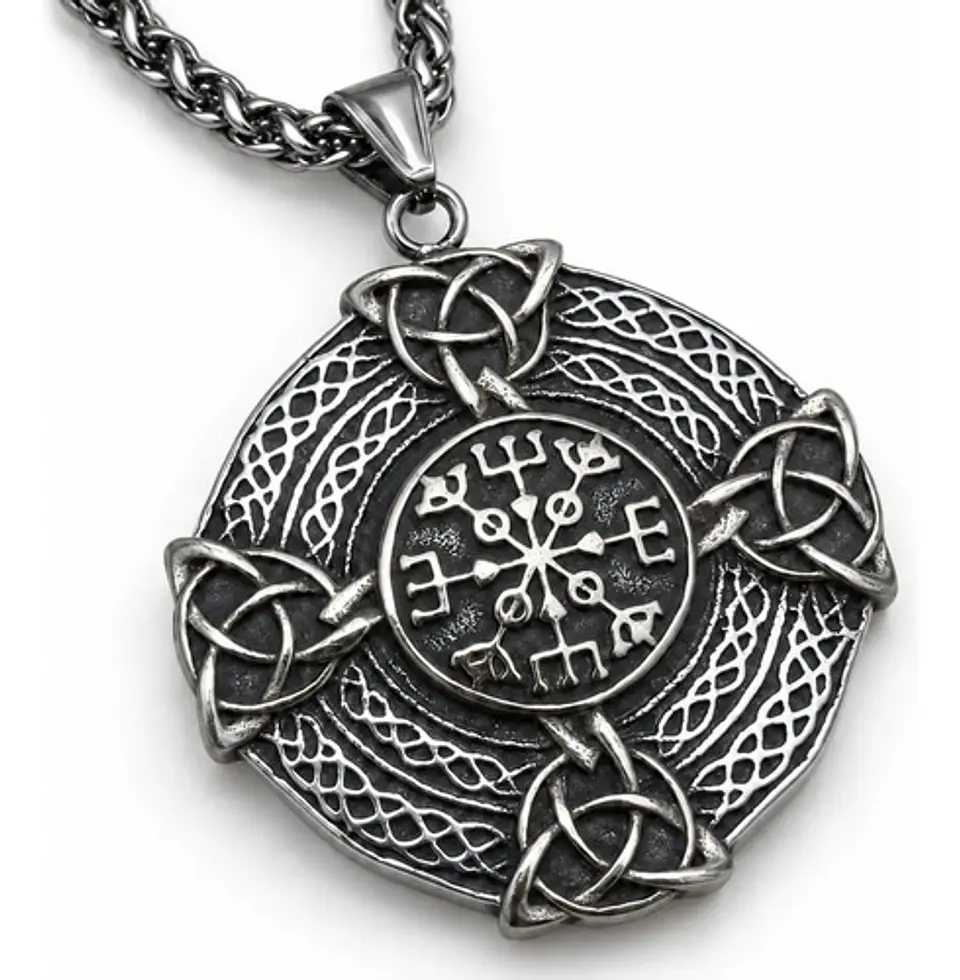 Collar Vikingo En Acero Para Hombres Dije Nórdico Amuleto 1