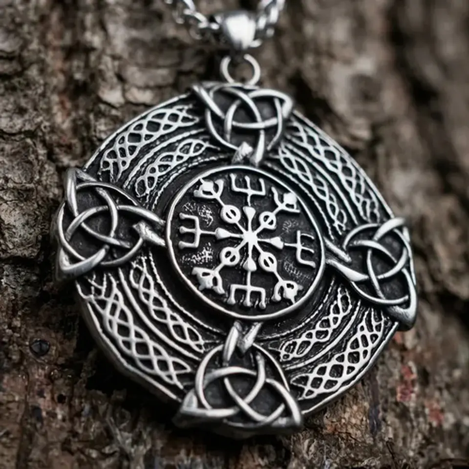 Collar Vikingo En Acero Para Hombres Dije Nórdico Amuleto 5
