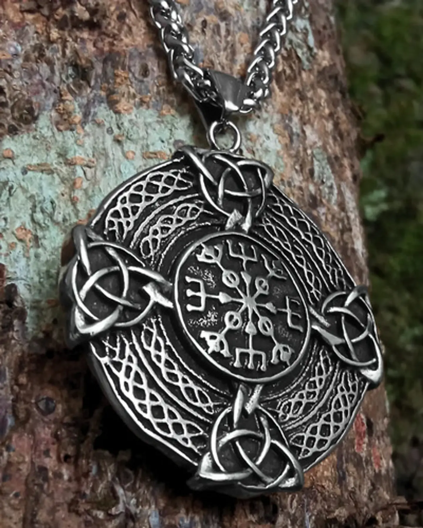 Collar Vikingo En Acero Para Hombres Dije Nórdico Amuleto 7