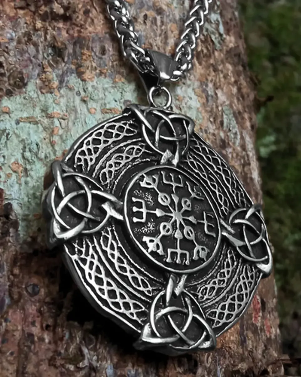 Collar Vikingo En Acero Para Hombres Dije Nórdico Amuleto 7