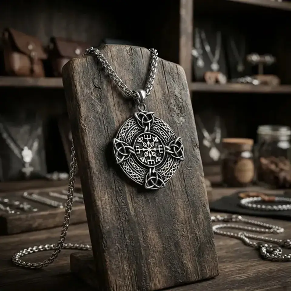 Collar Vikingo En Acero Para Hombres Dije Nórdico Amuleto 8