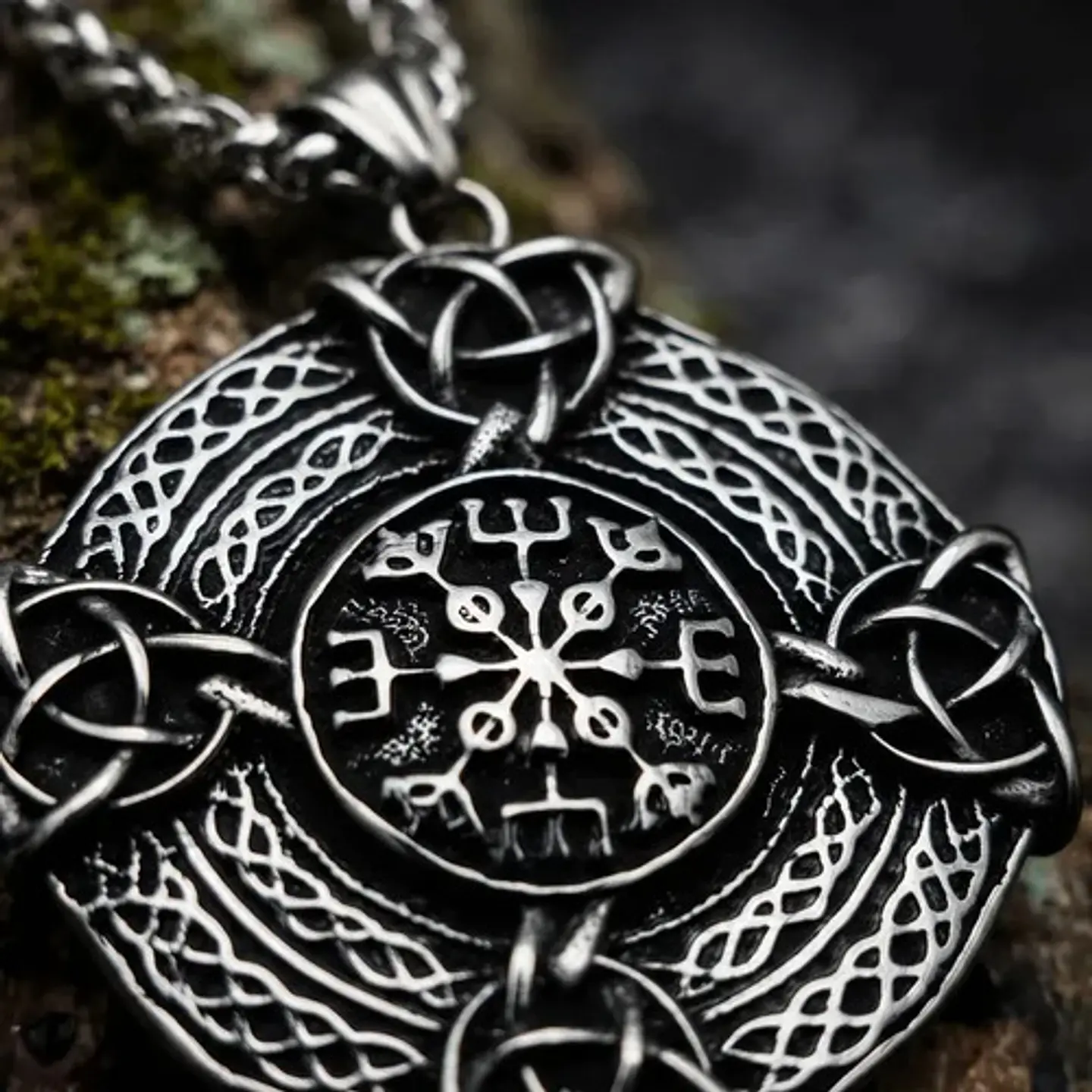 Collar Vikingo En Acero Para Hombres Dije Nórdico Amuleto 9