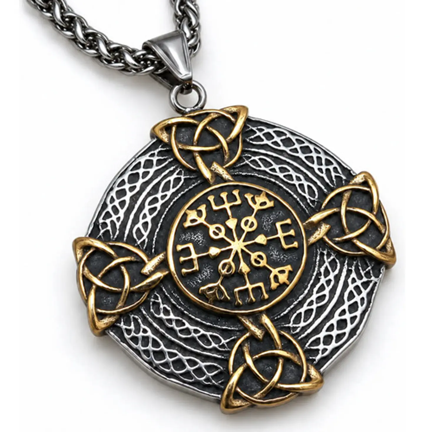Collar Vikingo En Acero Para Hombres Dije Nórdico Amuleto 11