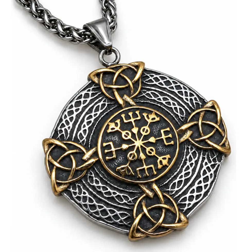 Collar Vikingo En Acero Para Hombres Dije Nórdico Amuleto 11