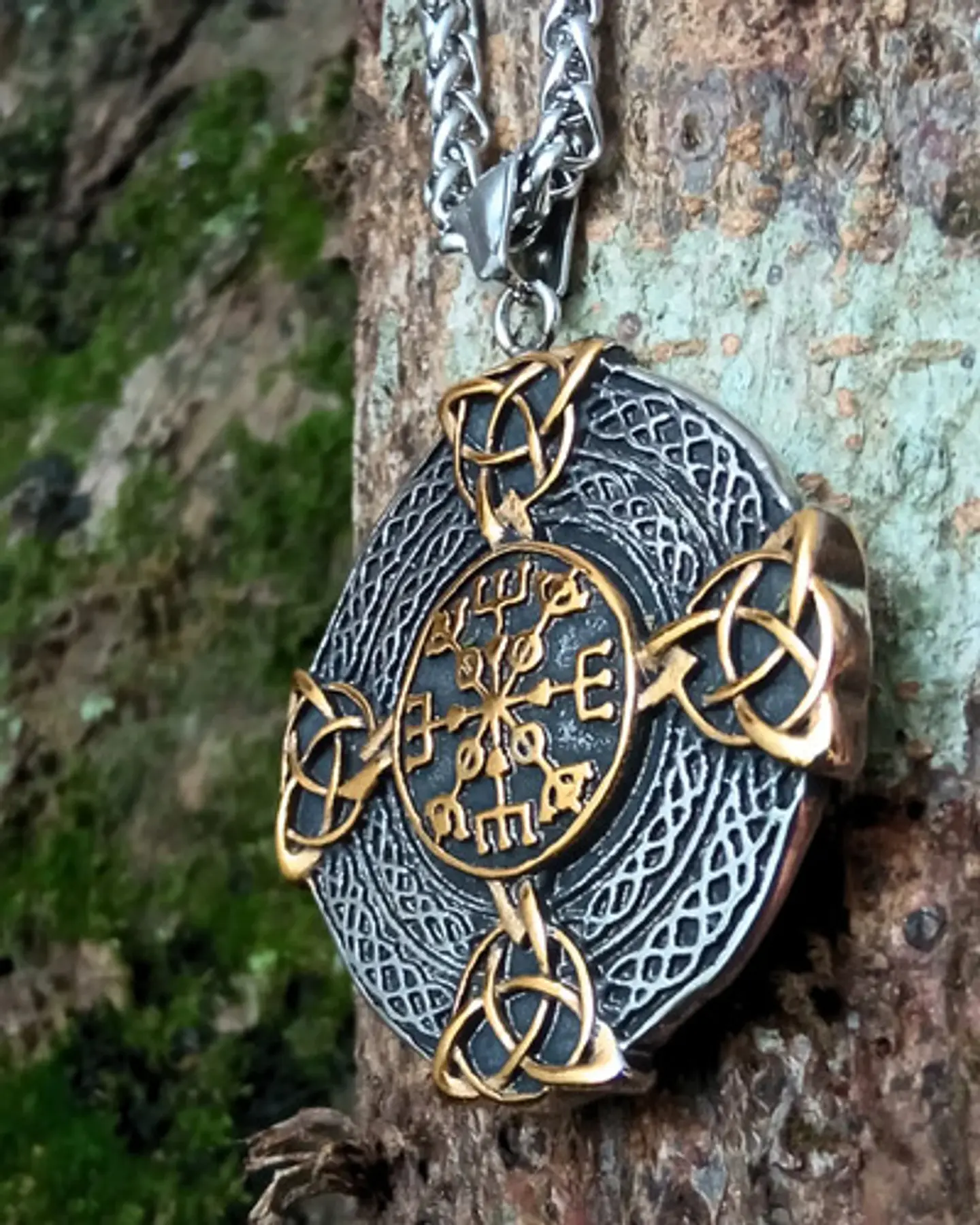Collar Vikingo En Acero Para Hombres Dije Nórdico Amuleto 12
