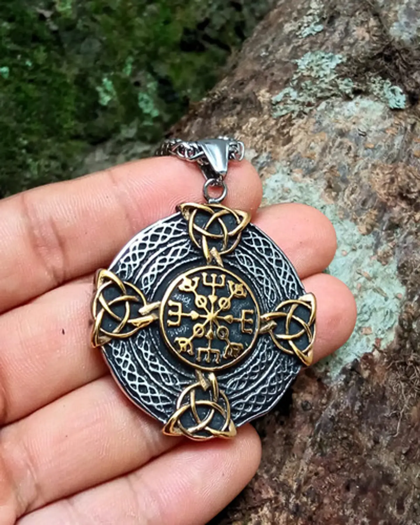 Collar Vikingo En Acero Para Hombres Dije Nórdico Amuleto 13