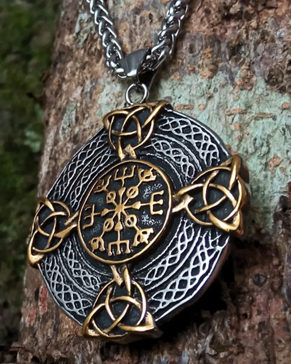 Collar Vikingo En Acero Para Hombres Dije Nórdico Amuleto 14