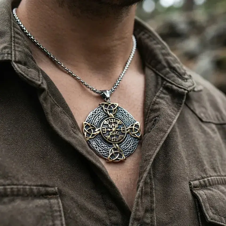 Collar Vikingo En Acero Para Hombres Dije Nórdico Amuleto 15