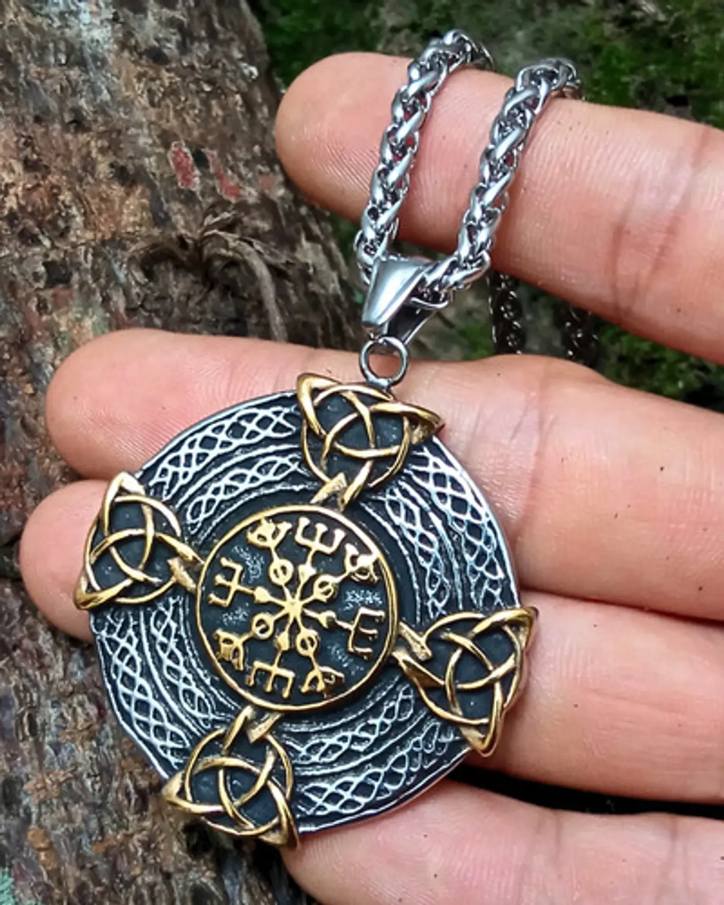 Collar Vikingo En Acero Para Hombres Dije Nórdico Amuleto 16