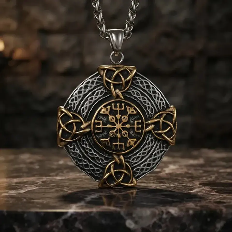 Collar Vikingo En Acero Para Hombres Dije Nórdico Amuleto 17