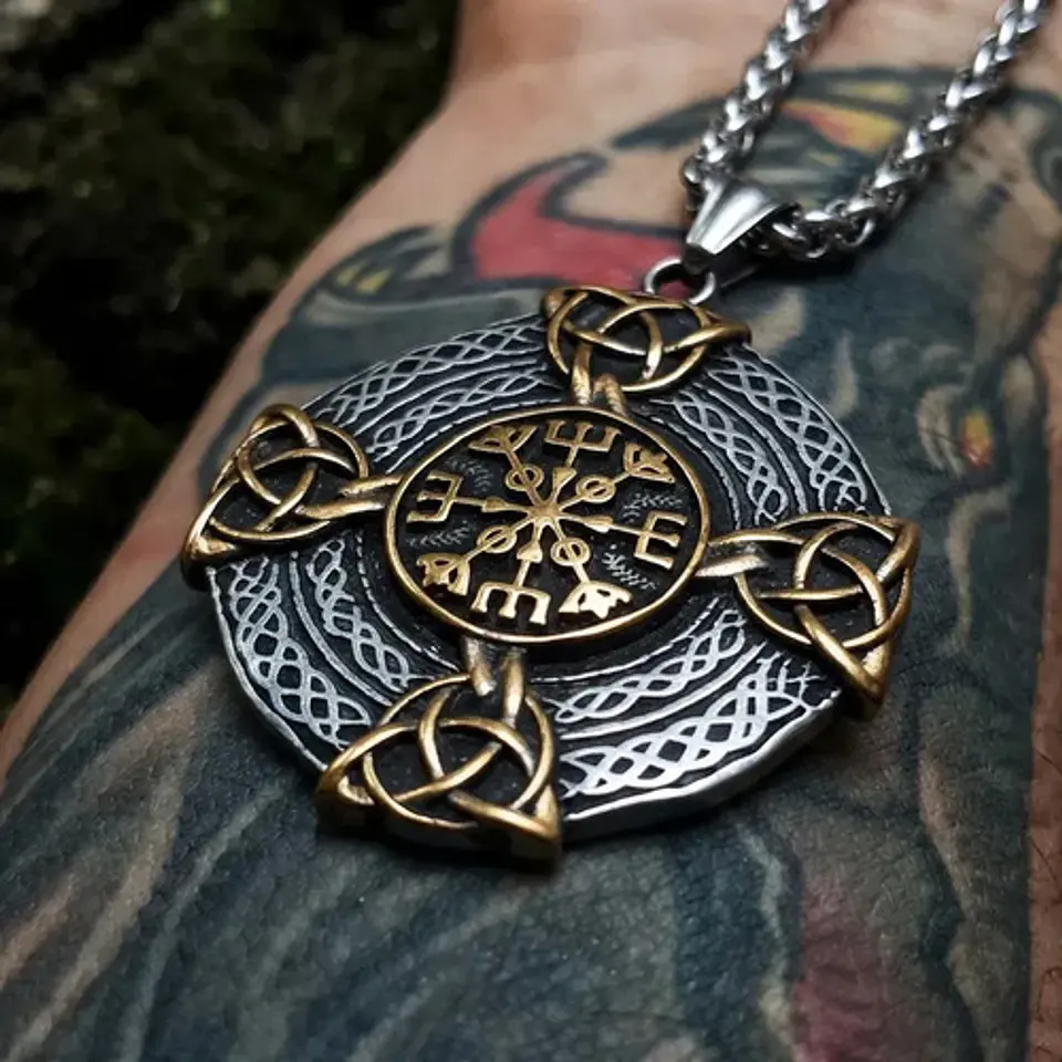 Collar Vikingo En Acero Para Hombres Dije Nórdico Amuleto 19