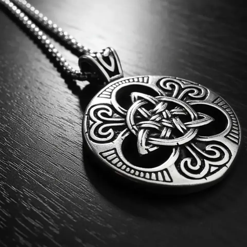 Collar De Acero Para Hombre Dije Amuleto Nudo Celta Triqueta 5