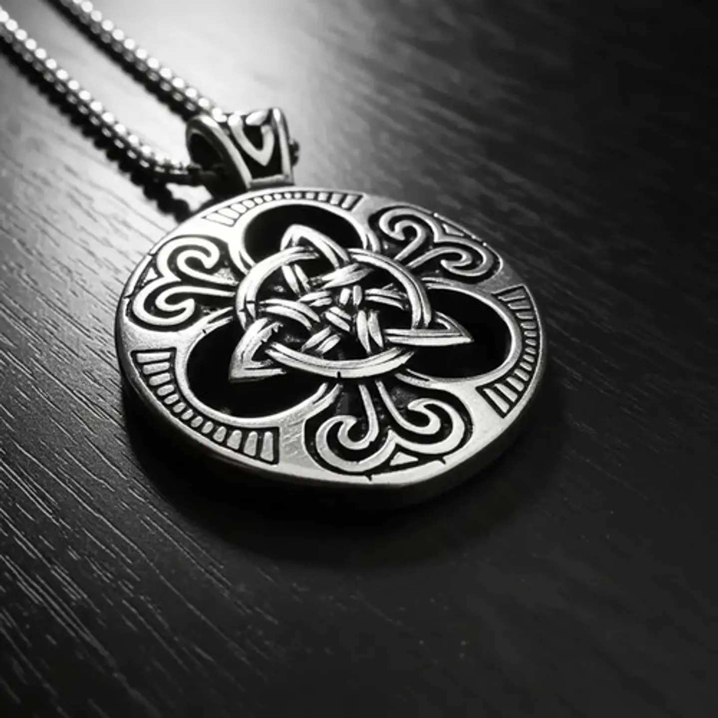 Collar De Acero Para Hombre Dije Amuleto Nudo Celta Triqueta 7