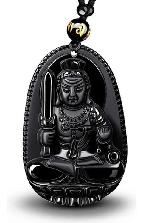 Collar Piedra Obsidiana Buda Meditacion Chakras Mujer Hombre