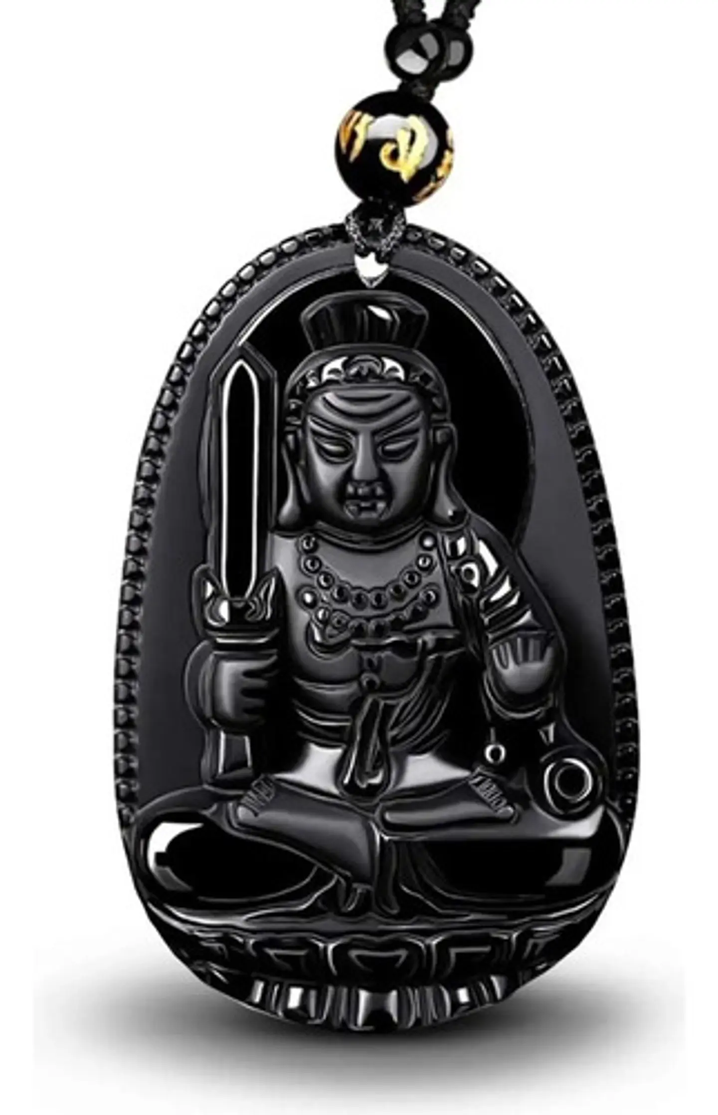 Collar Piedra Obsidiana Buda Meditacion Chakras Mujer Hombre 1