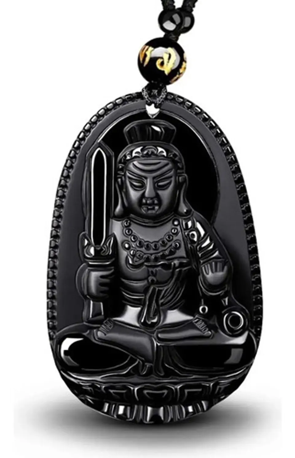 Collar Piedra Obsidiana Buda Meditacion Chakras Mujer Hombre 1