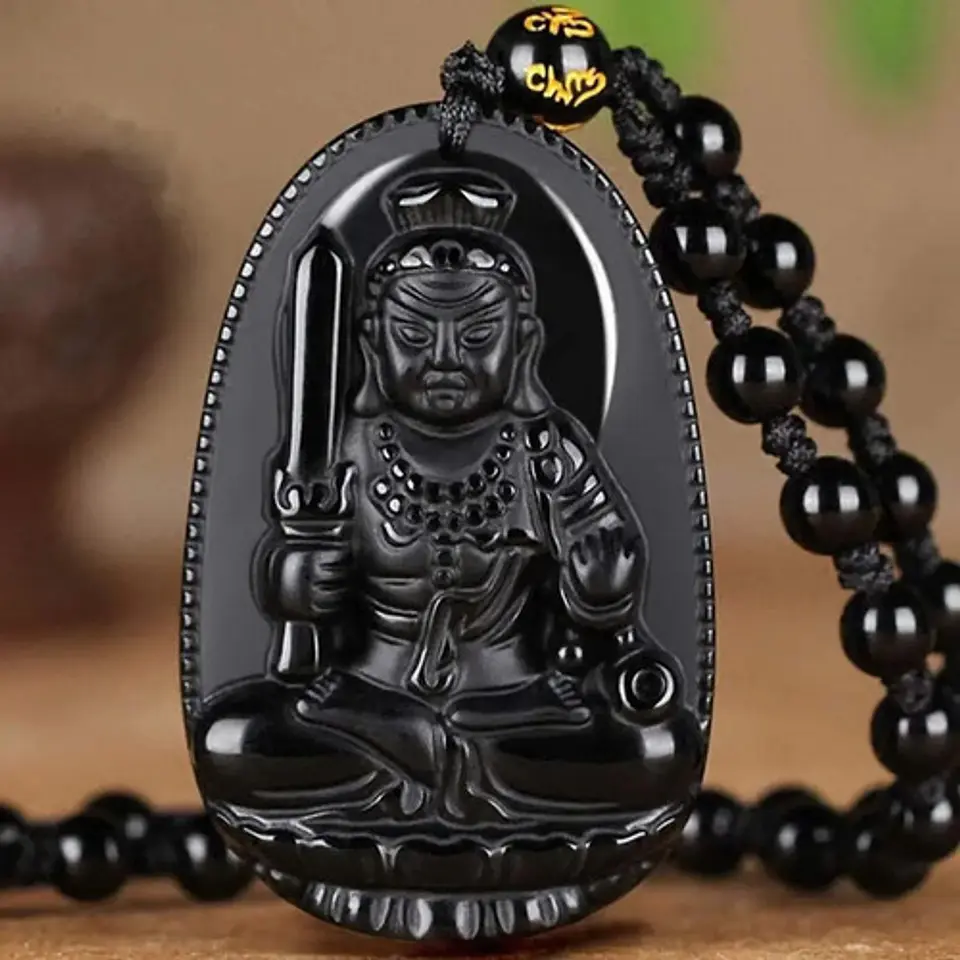 Collar Piedra Obsidiana Buda Meditacion Chakras Mujer Hombre 6