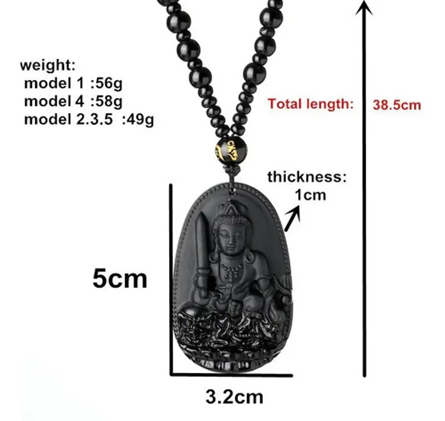 Collar Piedra Obsidiana Buda Meditacion Chakras Mujer Hombre 10