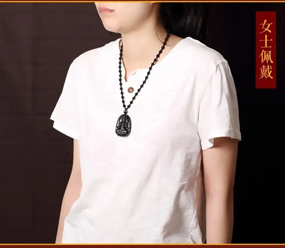 Collar Piedra Obsidiana Buda Meditacion Chakras Mujer Hombre 12