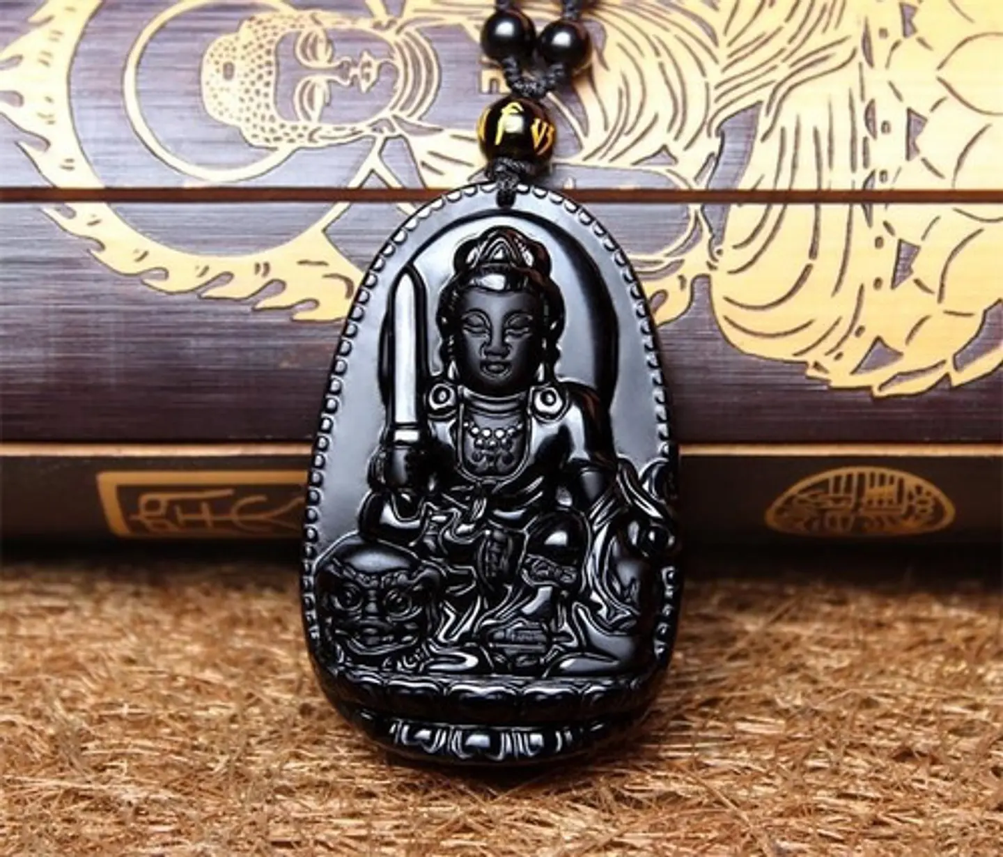 Collar Piedra Obsidiana Buda Meditacion Chakras Mujer Hombre 14