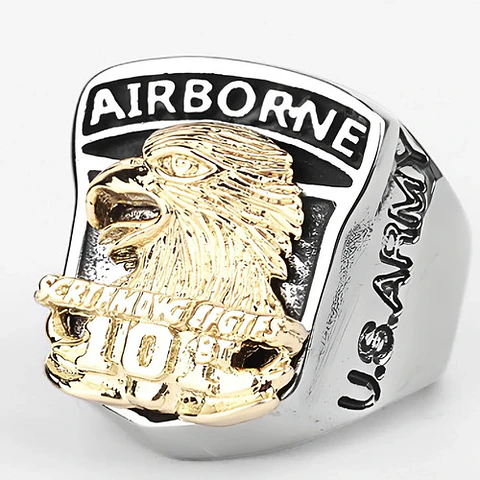 Anillo Aguila Militar Color Plata Acero Inoxidable Hombre