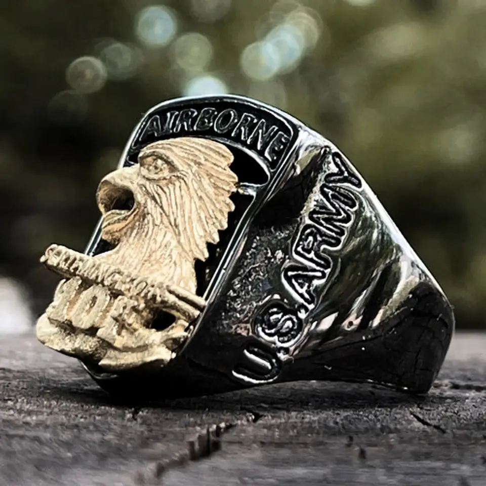 Anillo Aguila Militar Color Plata Acero Inoxidable Hombre 6