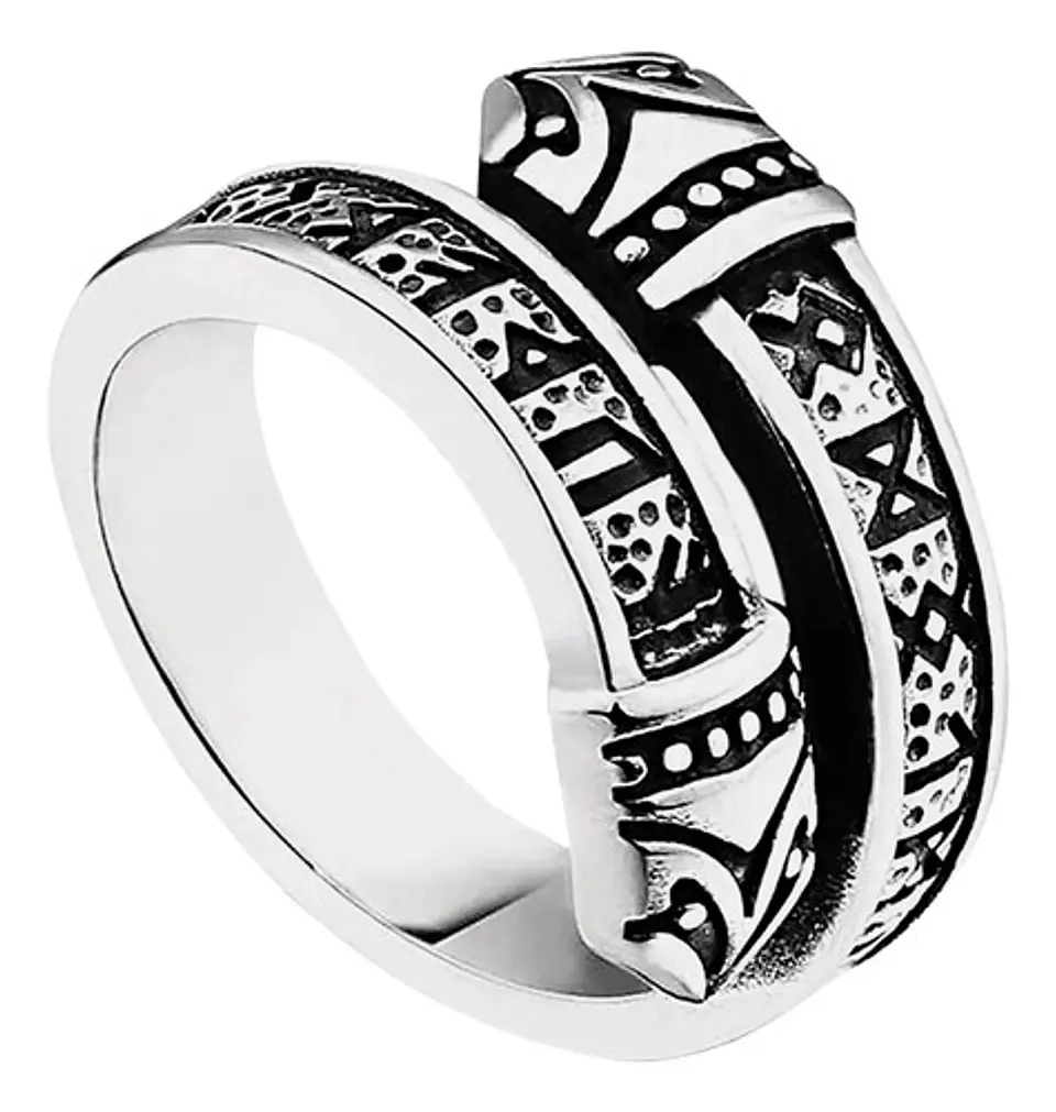 Anillo Argolla Nordico Celta Vikingo Acero Inoxidable Hombre 1