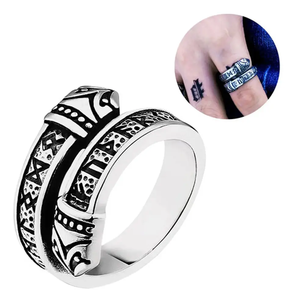 Anillo Argolla Nordico Celta Vikingo Acero Inoxidable Hombre 2