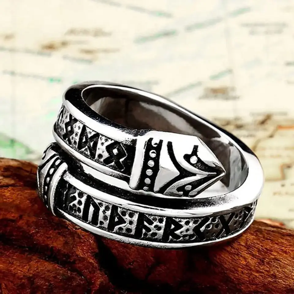 Anillo Argolla Nordico Celta Vikingo Acero Inoxidable Hombre 4